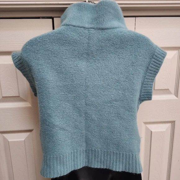 Women's Teal Button Up Woolen Angora Sweater w/ Pockets By Free People sz. Small - Picture 5 of 16